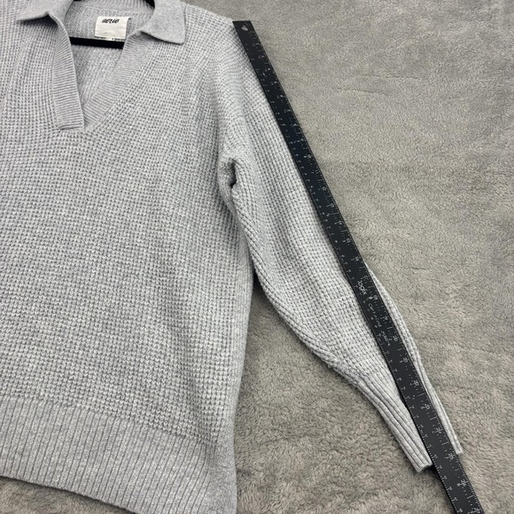 Aerie CozyUp Waffle Knit Polo Sweater‎ Womens XS Gray Relaxed Lagenlook Beachy - Picture 11 of 15
